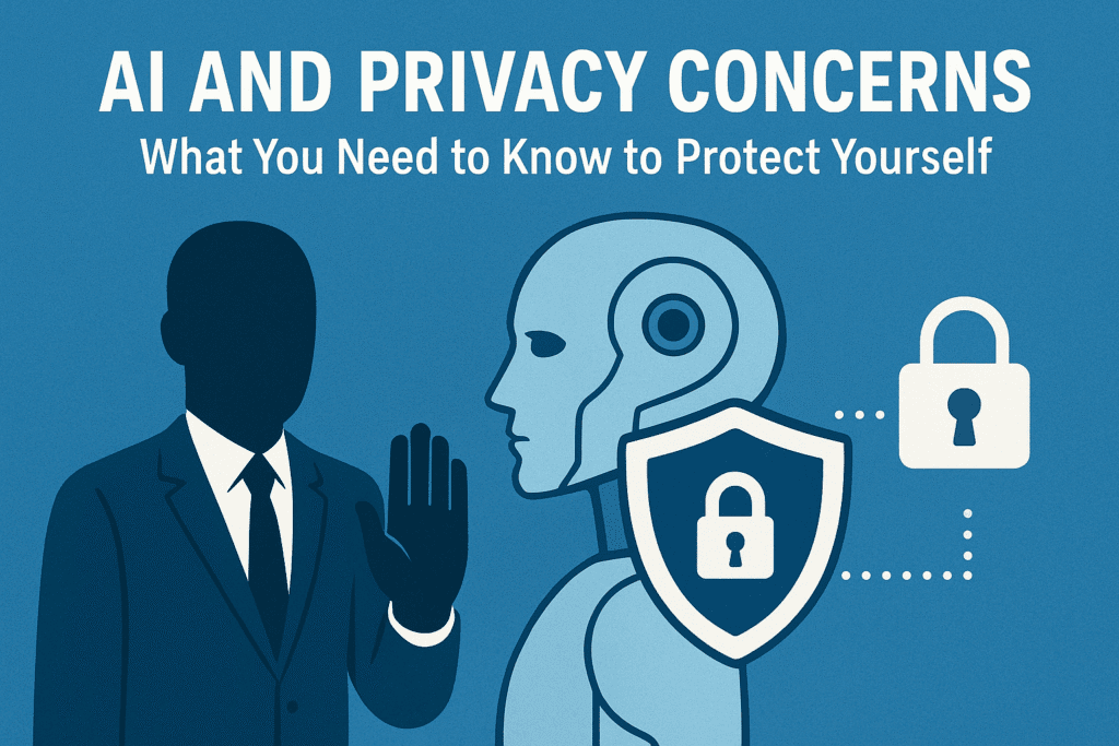 ai-privacy-protection-guide-.jpg Person using smartphone with privacy protection symbols and AI icons