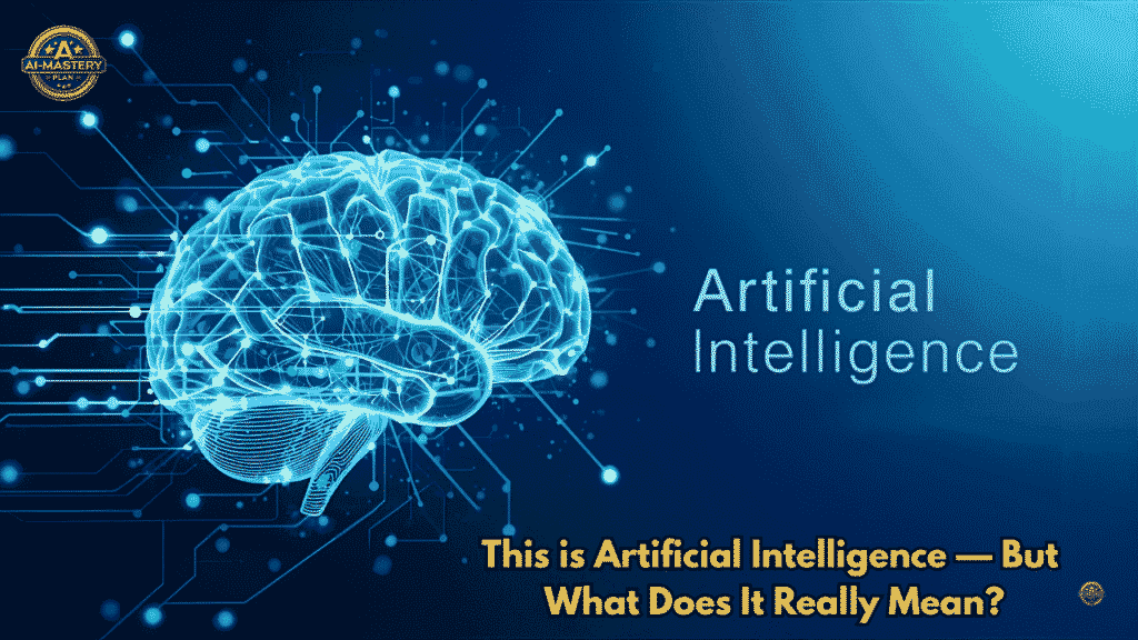 A glowing digital brain formed from light circuits and neural connections, representing how Artificial Intelligence allows machines to think, learn, and make decisions like humans. Designed in blue and white tones to symbolize technology and knowledge.