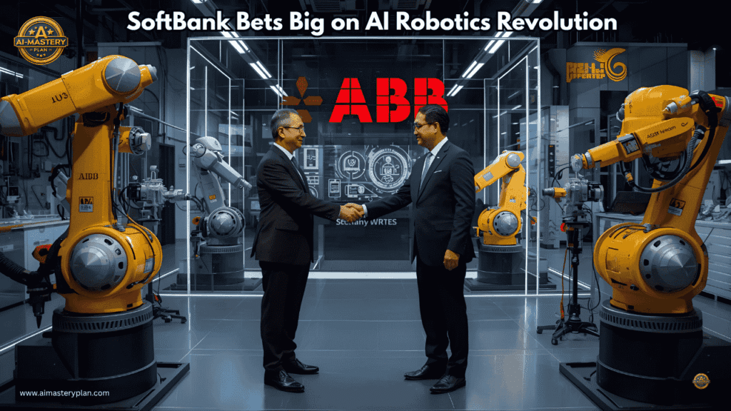 Masayoshi Son and ABB executives finalize the $5.4 billion SoftBank ABB Robotics Deal, highlighting a bold move amid the global AI boom.
