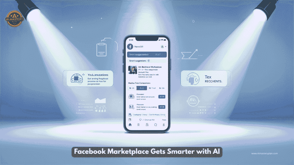 AI-enhanced Facebook Marketplace interface showing smart suggestions and deal insights on a smartphone screen.